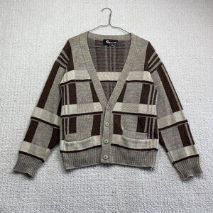 VTG Cooper Wool Blend Cardigan Brown Color block Men S Grandpa 90s Canada Made